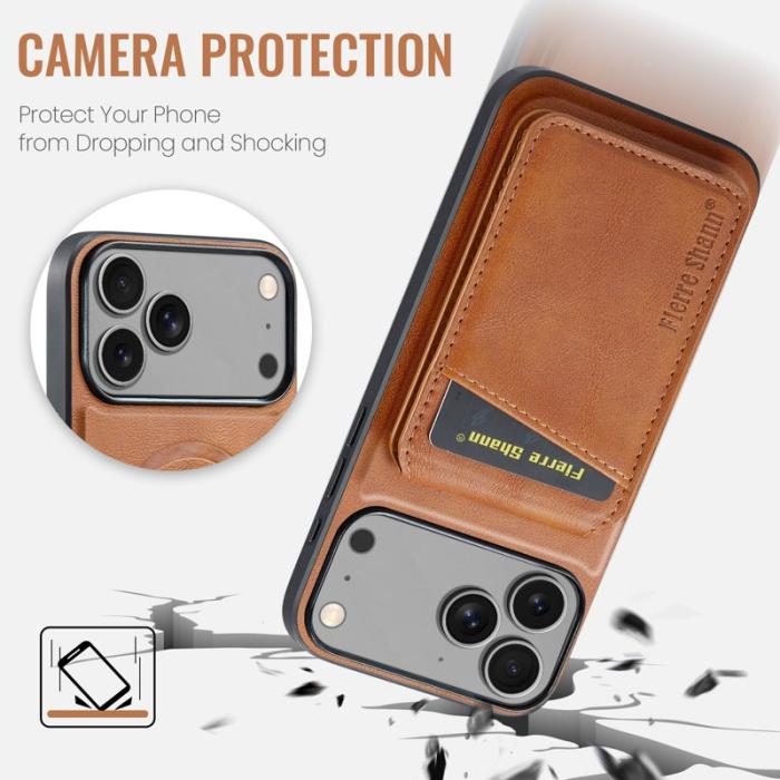 FIERRE SHANN - FIERRE SHANN 025 Fodral för iPhone 17 Pro KonstLäder - Brun
