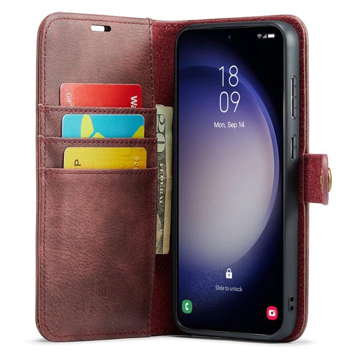 DG.MING - DG.MING Samsung Galaxy S23 FE Plånboksfodral i Röd Äkta läder