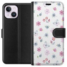 iSecrets - Plånboksfodral till Apple iPhone 15 Plus med Blommor och fjärillar