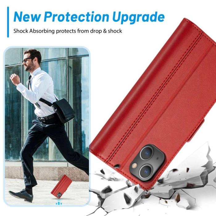 LC.imeeke - LC.IMEEKE iPhone 14 Plus Plånboksfodral i Konstläder - Röd