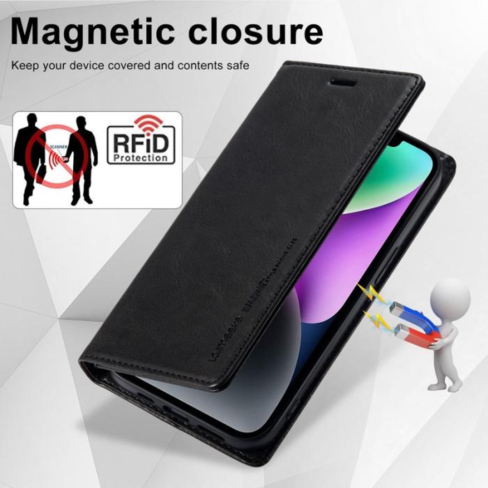 LC.imeeke - LC.IMEEKE iPhone 14 Plus Plånboksfodral i Konstläder - Svart