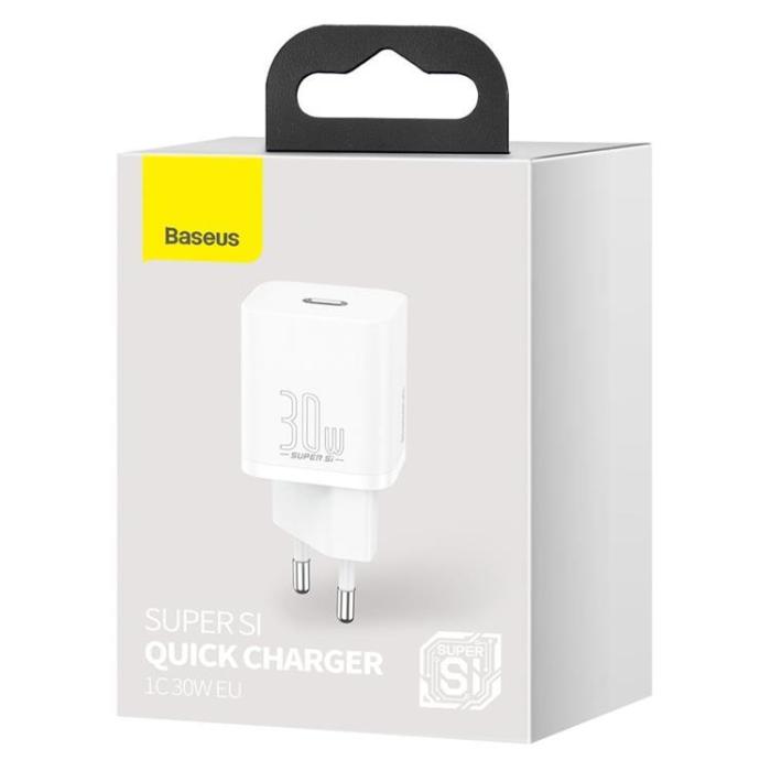 BASEUS - Baseus Super Si 1C Väggladdare USB-C 30 W - Vit