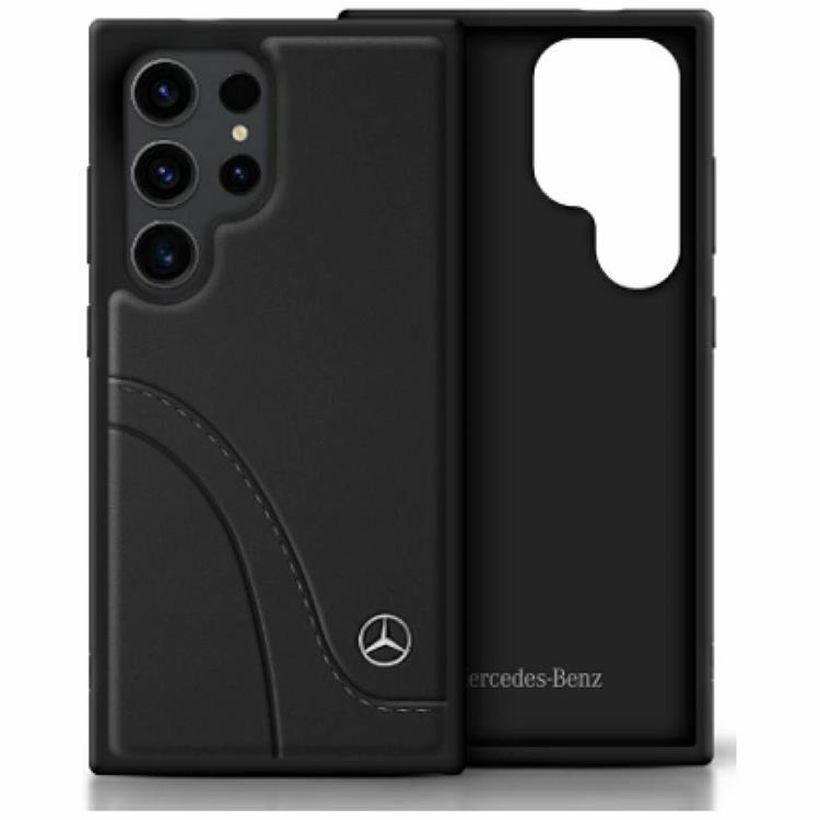 Mercedes Galaxy S25 Ultra Mobilskal Läder Curved Stitches - Svart | 2353 | AlltMobil