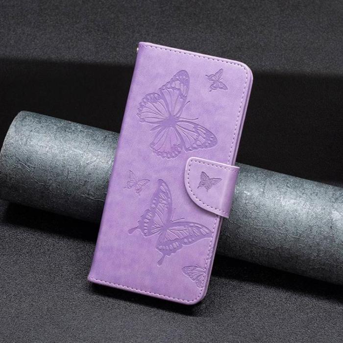 OEM - iPhone 14 Pro Max Plånboksfodral Butterflies Imprinted - Lila