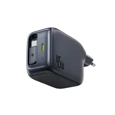 BASEUS - Baseus Snabbladdare 45W USB-C med Inf&auml;llbar kabel EnerCore CJ11- Svart
