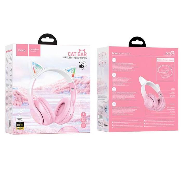 Hoco - Hoco Bluetooth On-Ear Hörlurar Cat Ear - Cherry Blossom