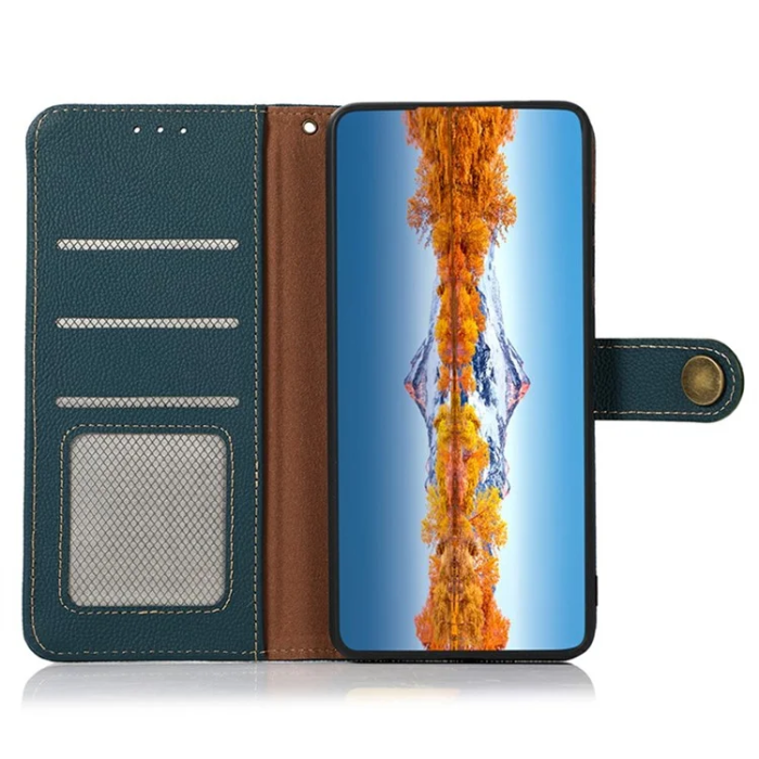 KHAZNEH - Khazneh Sony Xperia 1 VII Plånboksfodral Genuine Cow Läder - Grön