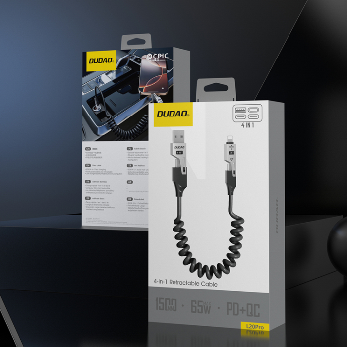 Dudao - Dudao 4in1 USB-A/USB-C - Lightning/USB-C kabel 1.5m - Vit