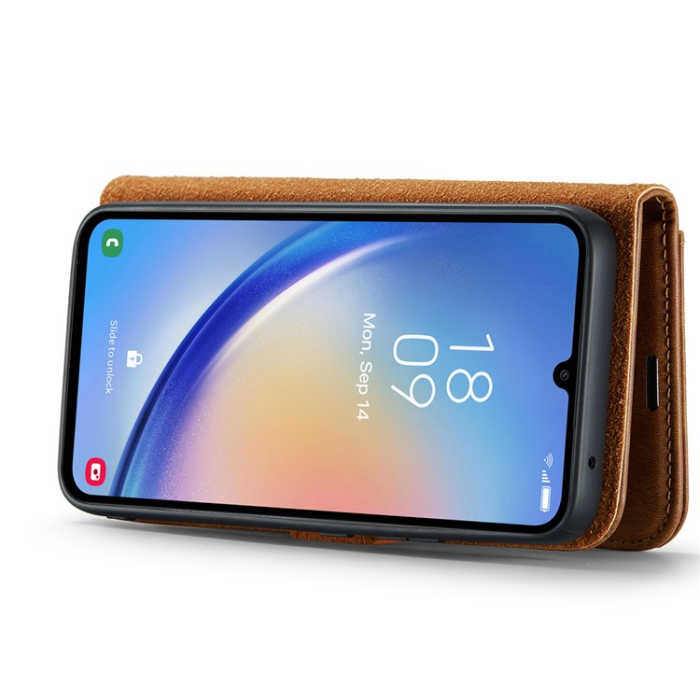 DG.MING - DG.MING Galaxy A34 5G Plånboksfodral Äkta Läder 2in1 - Brun