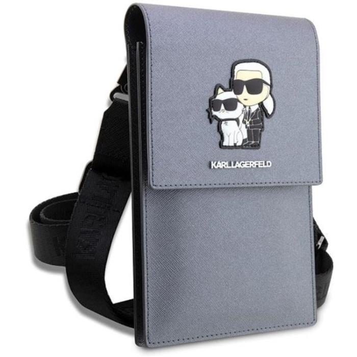 KARL LAGERFELD - Karl Lagerfeld Halsbandsfodral Saffiano Karl & Choupette - Silver