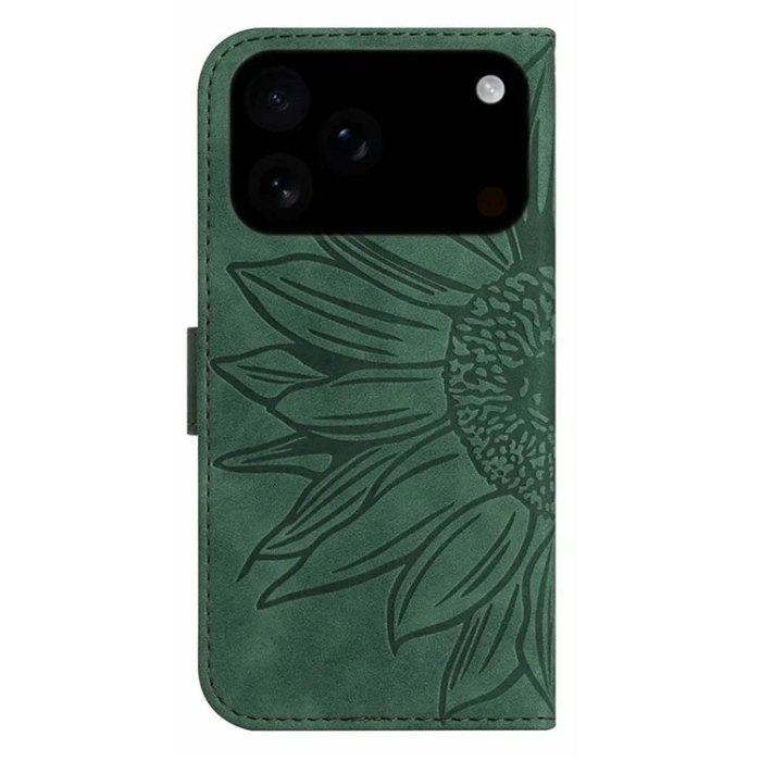 A-One Brand - iPhone 17 Pro Max Plånboksfodral Sunflower Imprint - Mörkgrön