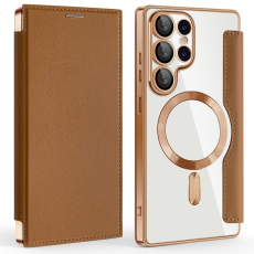 A-One Brand - Galaxy S25 Ultra Plånboksfodral MagSafe RFID Blocking - Brun