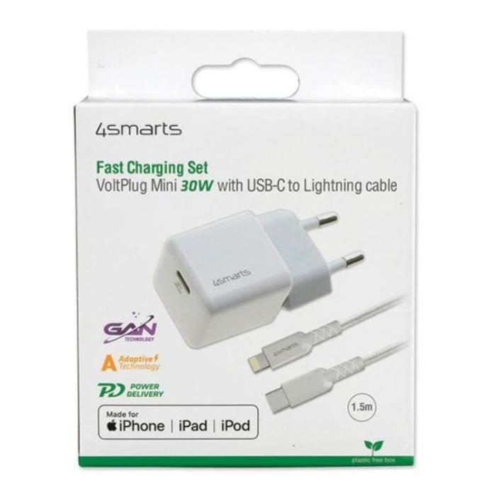4smarts - 4smarts Snabbladdare 30W 1xUSB-C Med Lightning Kabel - Vit