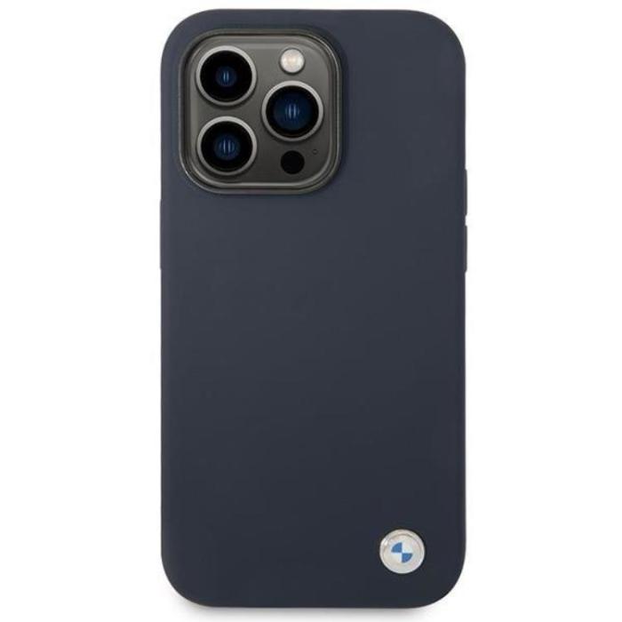 BMW - BMW iPhone 14 Pro Max Mobilskal Magsafe Silicone Metal Logo -Navy