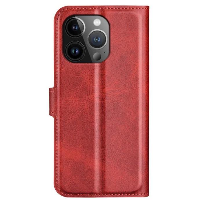 OEM - iPhone 15 Pro Plånboksfodral Calf Flip Folio - Röd