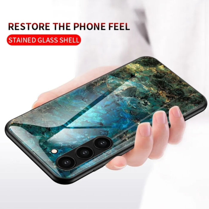 Taltech - Galaxy S23 Plus Mobilskal Marmordesign - Mineralblått
