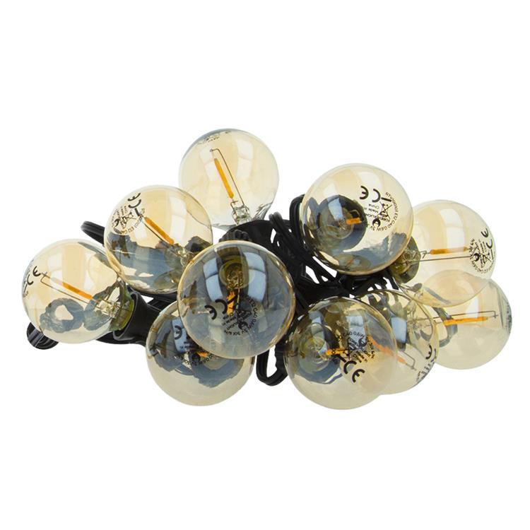Forever Light SUNARI LED Solar Ljusgirlang 5.5m +10 Glödlampor G40 IP44 - Guld | 264 | AlltMobil