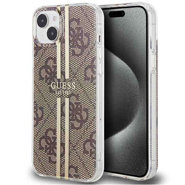 Guess iPhone 15 Plus Skal Brun Guld Rand | 2353 | AlltMobil