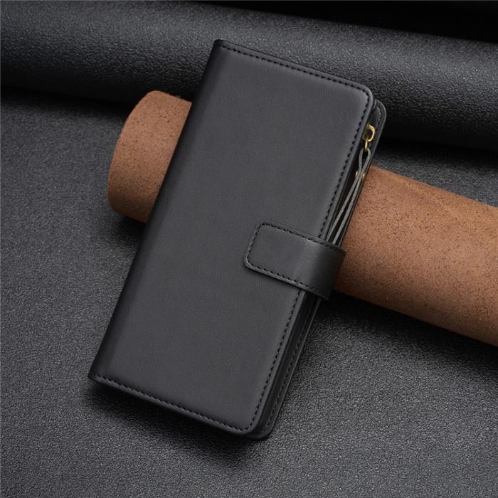 OEM - iPhone 15 Plus Plånboksfodral Zipper Flip - Svart