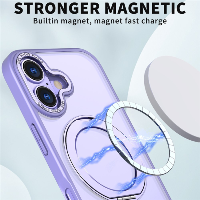 A-One Brand - iPhone 17 Mobilskal MagSafe TPU + Acrylic Kickstand - Ljuslila
