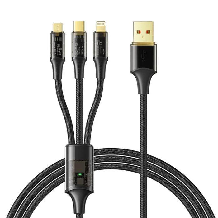 MCDODO - MCDODO 3in1 USB/USB-C/MicroUSB/Lightning 100W Kabel 1.2m Svart