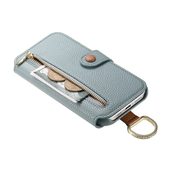 A-One Brand - iPhone 17 Pro Plånboksfodral RFID Blocking Zipper - Blå