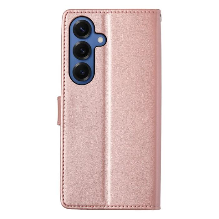 OEM - Samsung Galaxy S26 Plånboksfodral Konstläder Blomtryck - Roséguld