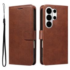 OEM - Samsung Galaxy S26 Ultra Pl&aring;nboksfodral Konstl&auml;der Med Rem - Brun