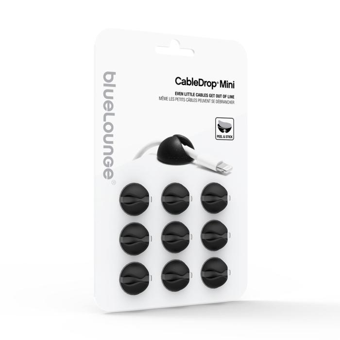 UTGATT1 - Bluelounge CableDrop Mini, Självhäftande hållare för sladdar, 9-pack - Svart
