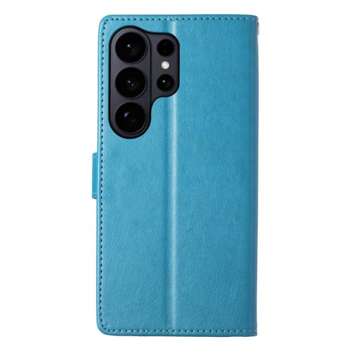 OEM - Samsung Galaxy S26 Ultra Plånboksfodral Konstläder Blommönster - Blå