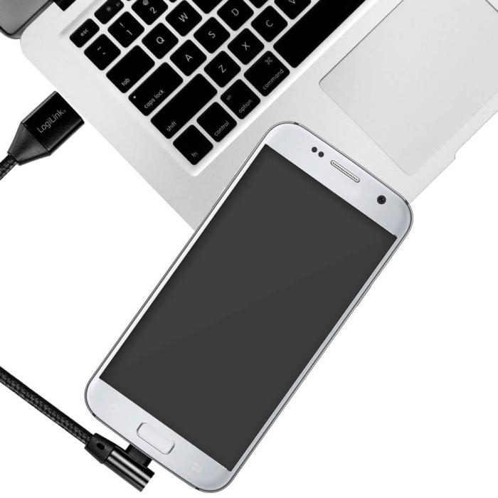 LogiLink - LogiLink Vinklad MicroUSB-kabel USB 2.0 1m