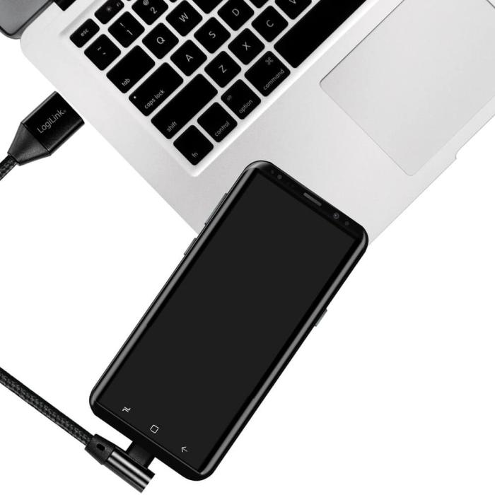 LogiLink - LogiLink Vinklad USB-C kabel USB 2.0 Max 3A 0.3m
