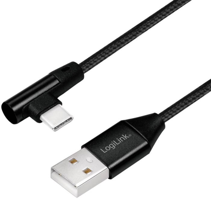 LogiLink - LogiLink USB-C till USB-A kabel Vinklad 2.0 Max 3A 1m