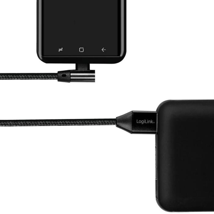 LogiLink - LogiLink USB-C till USB-A kabel Vinklad 2.0 Max 3A 1m