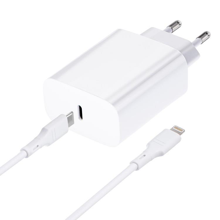 Forcell Reseladdare USB-C med Lightning Kabel 3A 20W - Vit | 505295 | AlltMobil