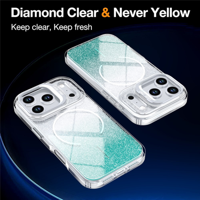 A-One Brand - iPhone 17 Pro Mobilskal MagSafe Shockproof Glitter Gradient - Blå