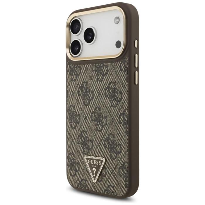 Guess - Guess iPhone 17 Pro Max Mobilskal MagSafe 4G Triangle Logo - Brun Guld