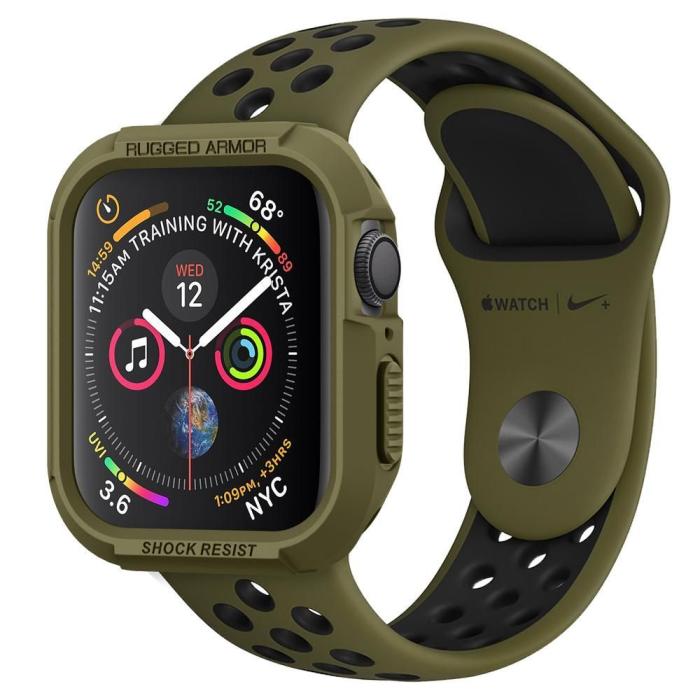 UTGATT5 - SPIGEN Rugged Armor Apple Watch 4 / 5 / 6 / 7 / SE (44 / 45 mm) Olive Grön