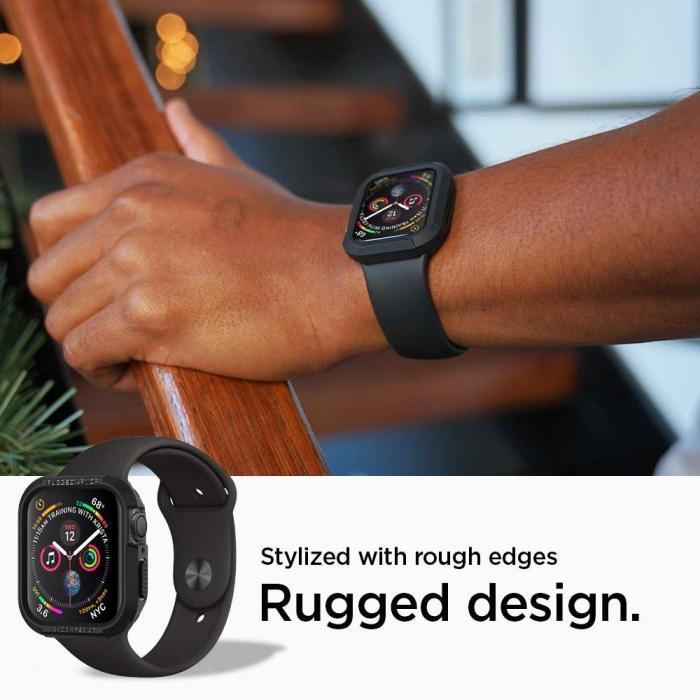 Spigen - SPIGEN Rugged Armor Apple Watch 4/5/6/7/8/SE (44/45mm) Skal - Svart