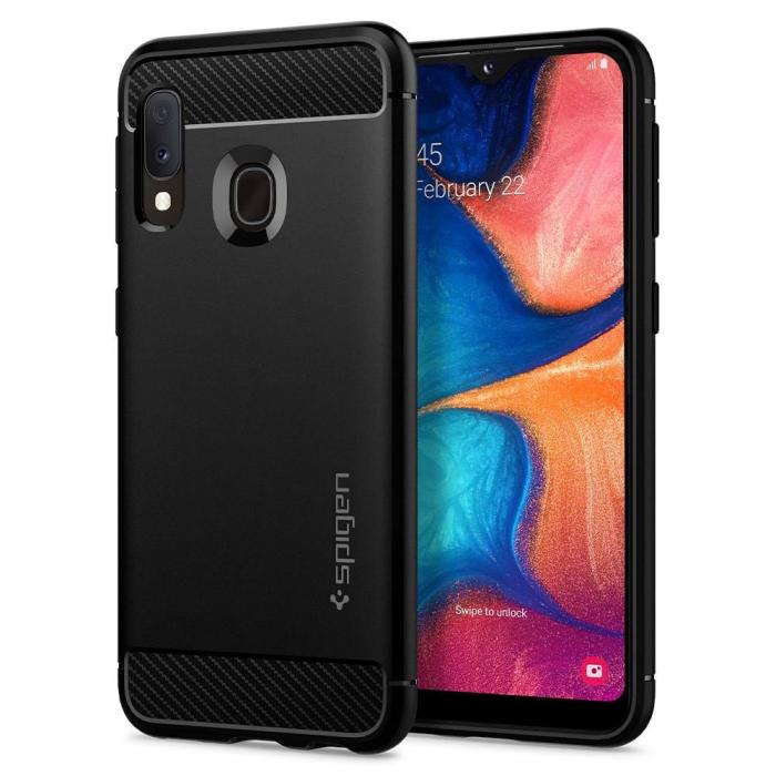 UTGATT5 - Spigen Rugged Armor Galaxy A20E Mattsvart