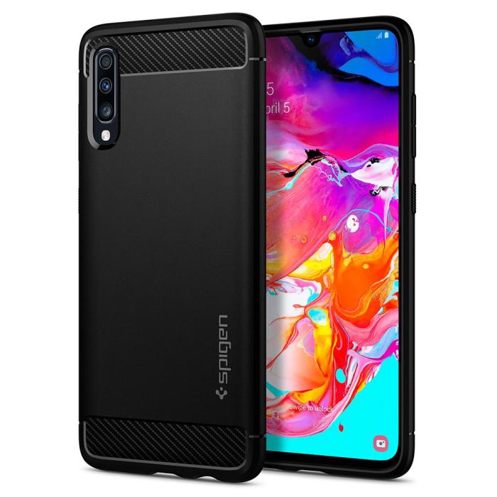 UTGATT5 - SPIGEN Rugged Armor Galaxy A70 Mattsvart