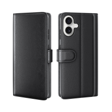 A-One Brand - iPhone 17 Plånboksfodral Äkta Läder - Svart