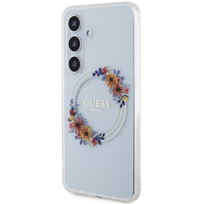 Guess - Guess Galaxy S24 Mobilskal Magsafe IML Flowers Wreath - Clear