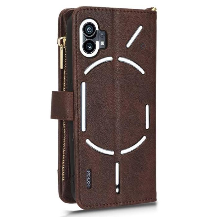 A-One Brand - Nothing Phone 1 Plånboksfodral Zipper - Brun