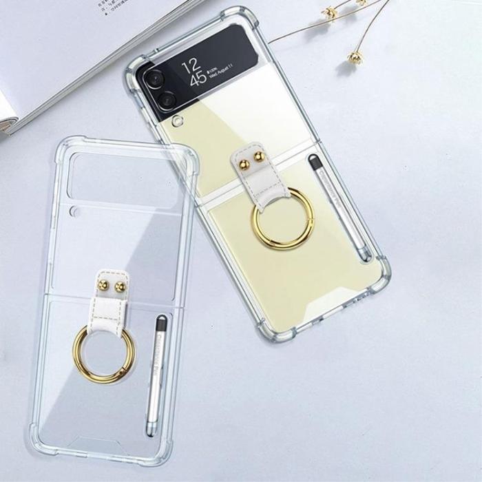 GKK - GKK Galaxy Z Flip 4 Skal Ringhållare med Stylus Penna - Clear
