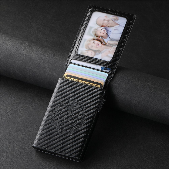 SUTENI - SUTENI Korthållare Automatiskt Pop-Up Metall Imprint Carbon Fiber