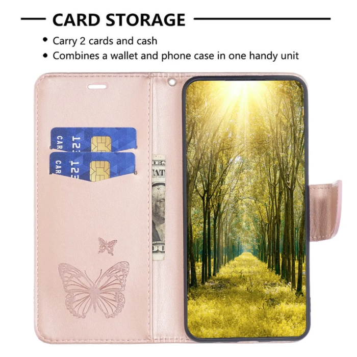 Taltech - Xiaomi 13 Lite 5G Plånboksfodral Fjärilstryck - Roséguld