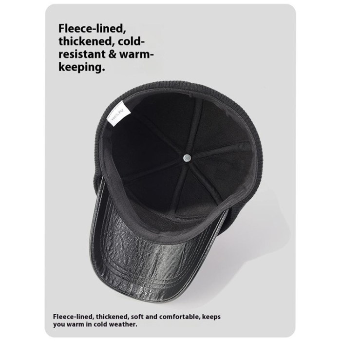 A-One Brand - Herr Basebollkeps med Öronflikar PU-läder - Brun