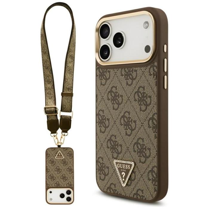 Guess - Guess iPhone 17 Pro Max Mobilskal MagSafe 4G Triangle & Big Strap - Brun