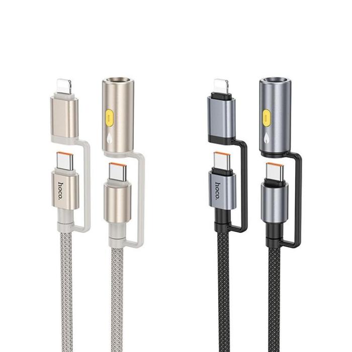 Hoco - Hoco USB-C/Lightning Till USB-C, Cigarettändare 60W 3A Kabel 1.2m U138 - Grå